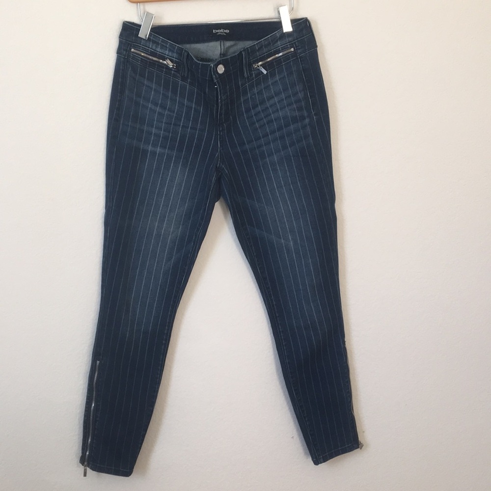 Bebe Striped Skinny Jeans
